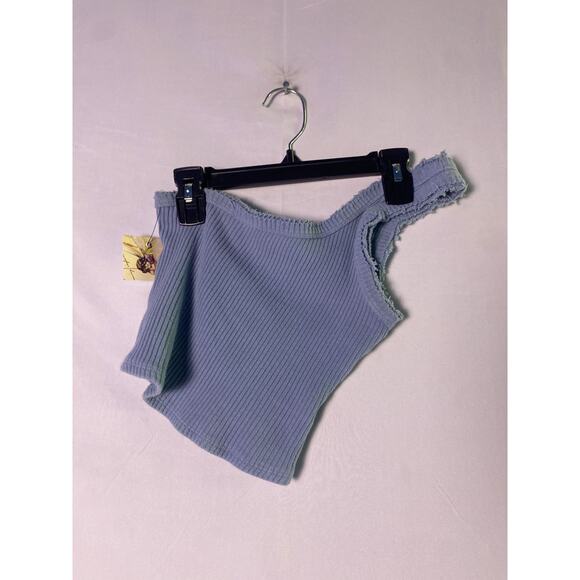 Urban Outfitters Muted Blue Rib Knit One Shoulder Crop Top Women's Size XS - Picture 1 of 2